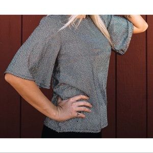 Black Sequins Top - Large